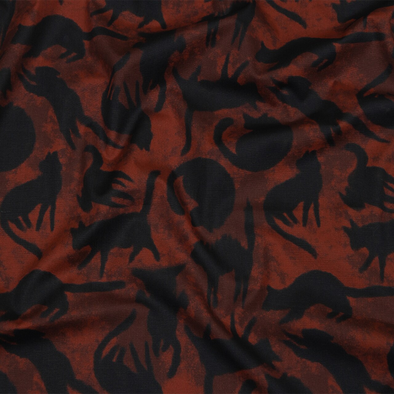 1 Yard Stretch Cotton Poplin Red and Black Cats Black Cat Print Nevermore Collection
